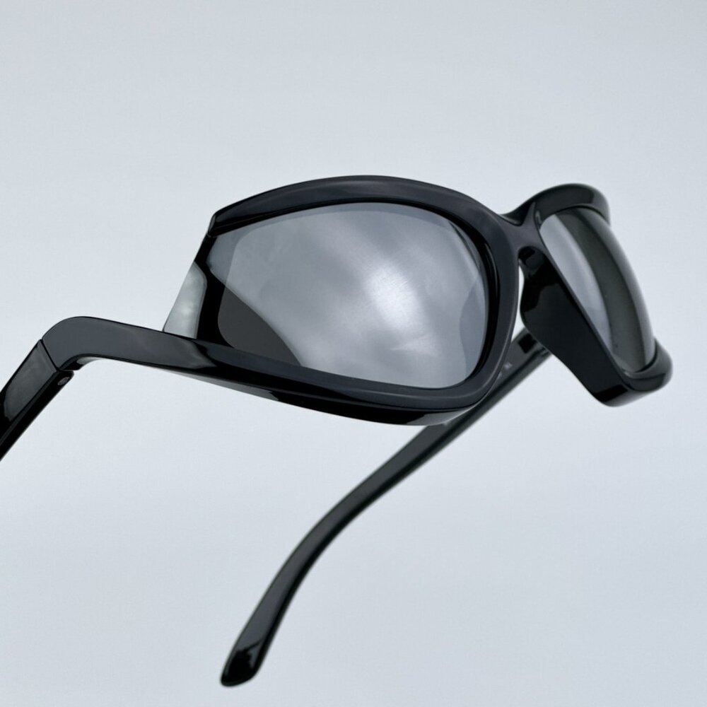 Balenciaga BB0289S 001 BRAND NEW Sunglasses Black Mirror Wraparound Unisex